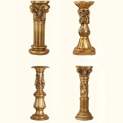 Victorian Gold Acrylic Round Hall Display Plant Stand Image - 10