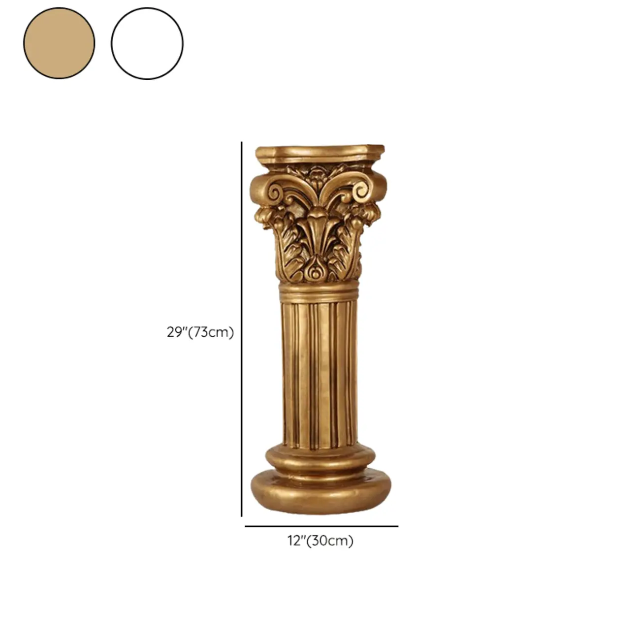 Victorian Gold Acrylic Round Hall Display Plant Stand #size