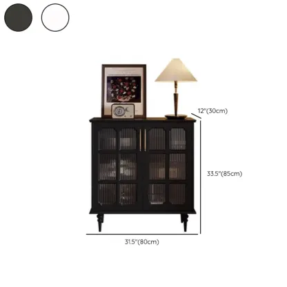 Modern Black Wood Fluted Glass Storage Cabinet for Living Room #size