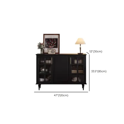 Modern Black Wood Fluted Glass Storage Cabinet for Living Room Image - 14