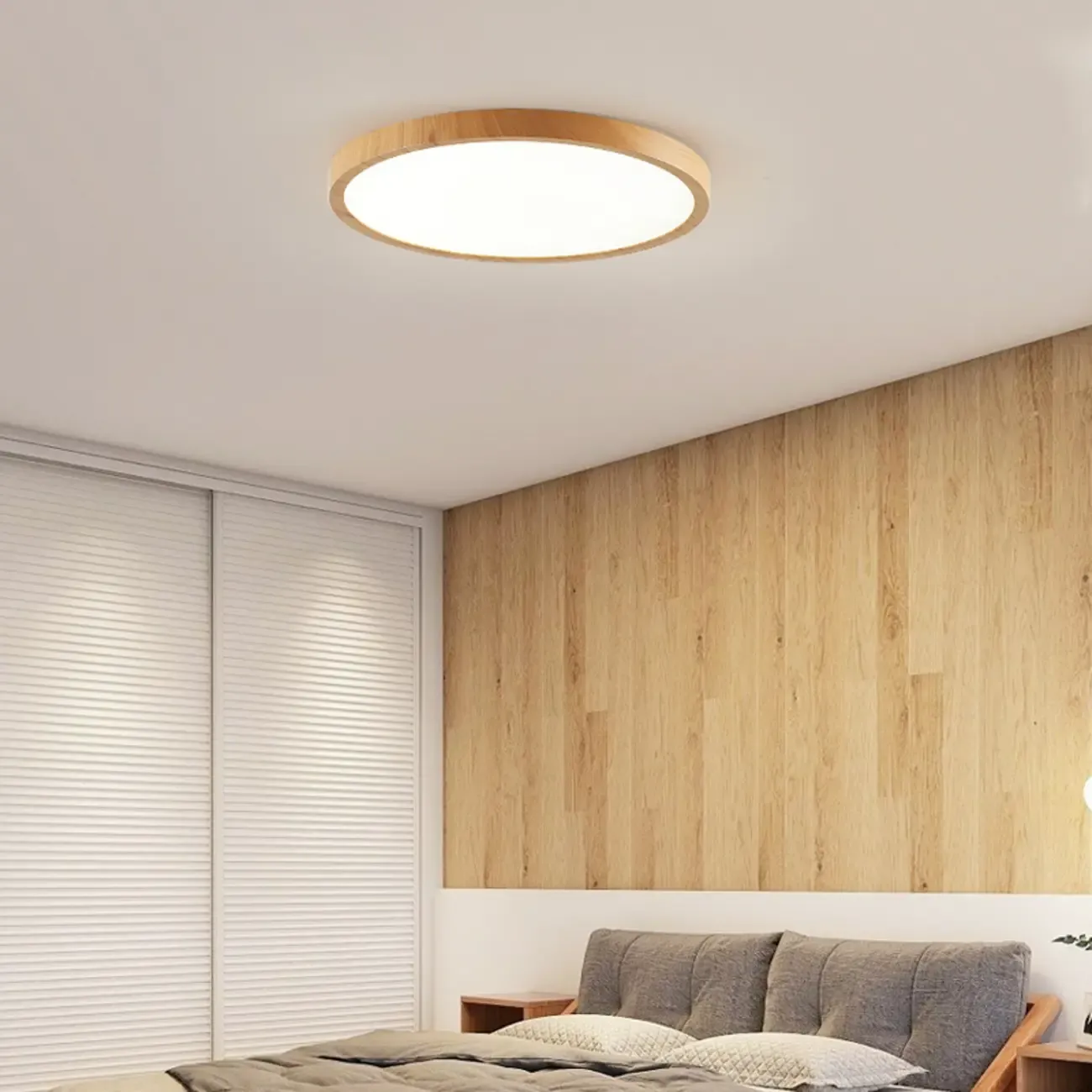 Simplistic Circular Acrylic Flush Ceiling Light in Dimmable Image - 9