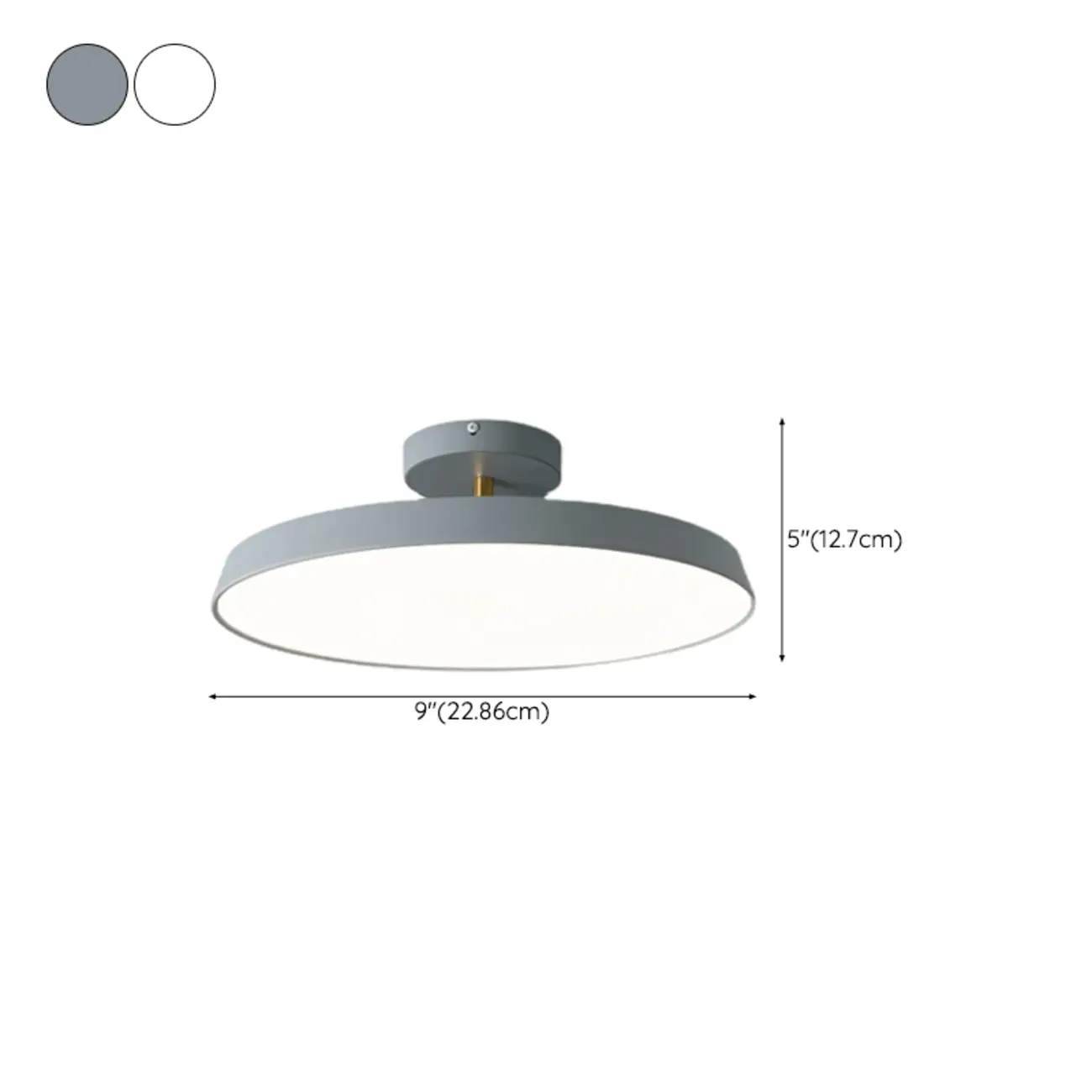 Round Metal Minimalist Semi Flush Ceiling Light 3-Gear Dimming #size