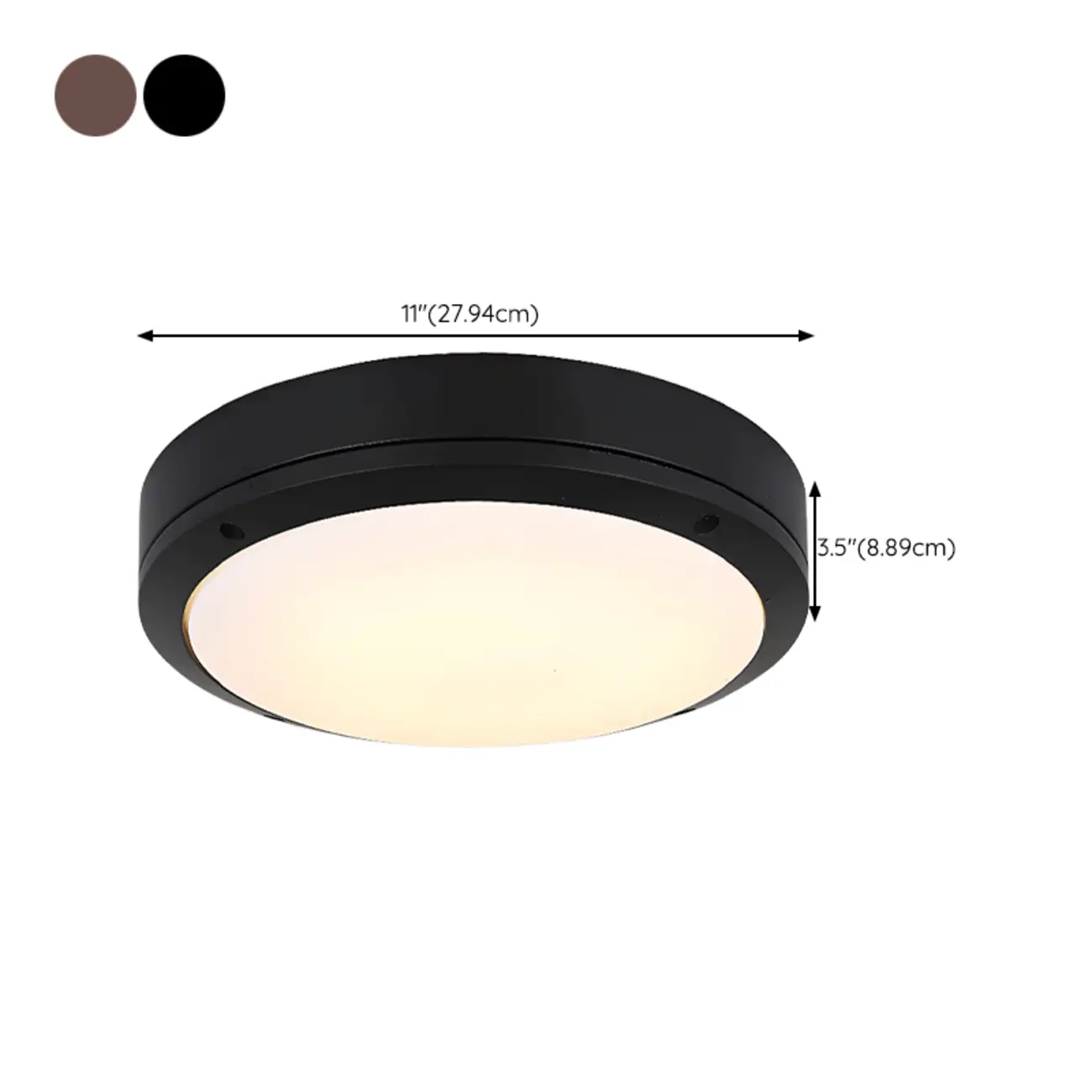 Industrial Black Round Metal LED Flush Ceiling Light #size