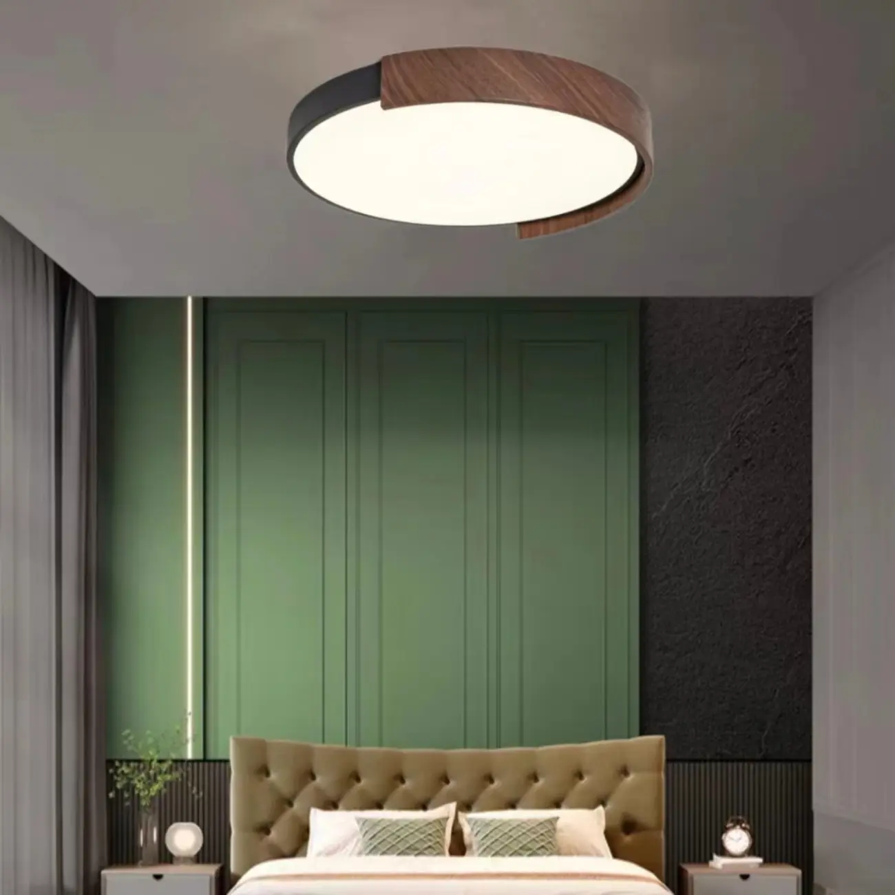 Dimmable Black LED Flush Mount Ceiling Light for Bedroom  Image - 1 | homeyfad