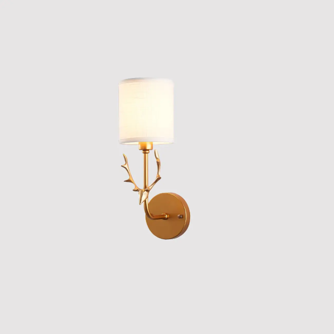 Vintage Antler Wall Sconce with Fabric Shade for Living Room | homeyfad