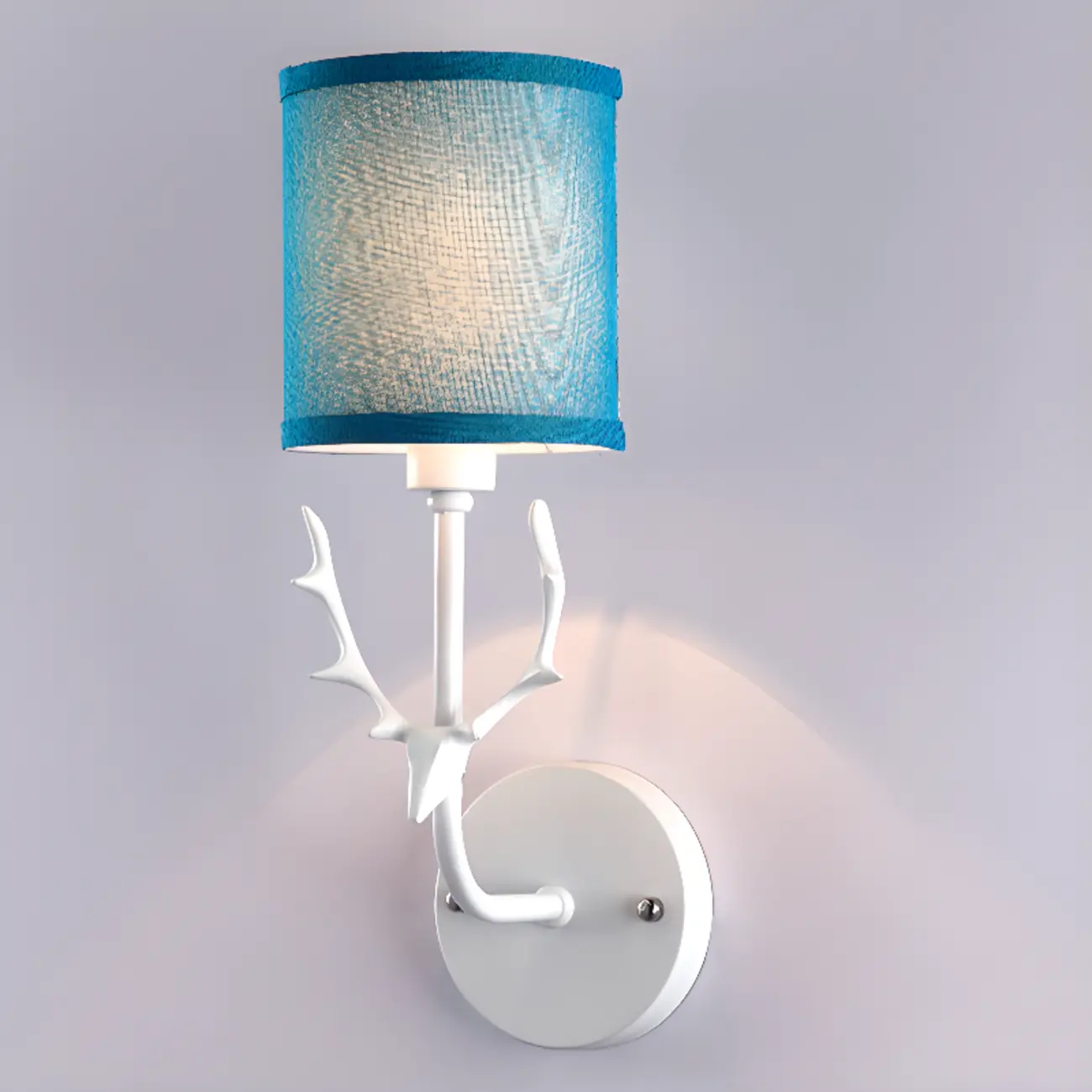 Vintage Antler Wall Sconce with Fabric Shade for Living Room | homeyfad