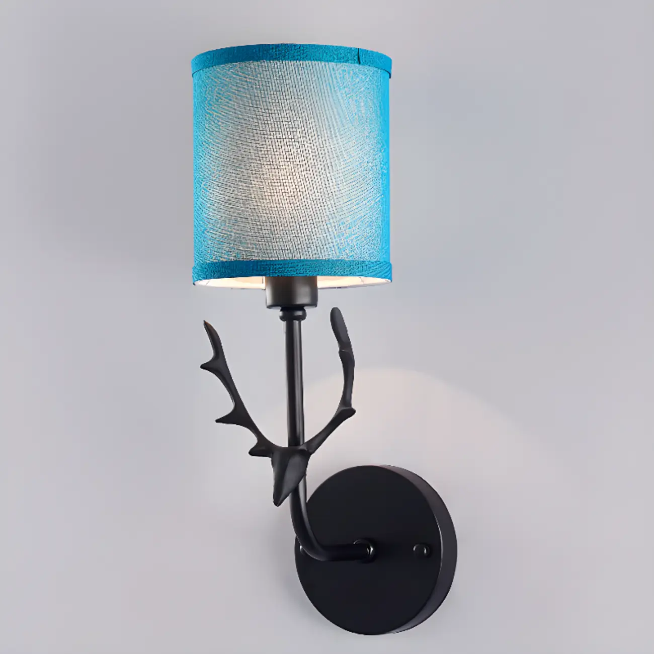 Vintage Antler Wall Sconce with Fabric Shade for Living Room | homeyfad