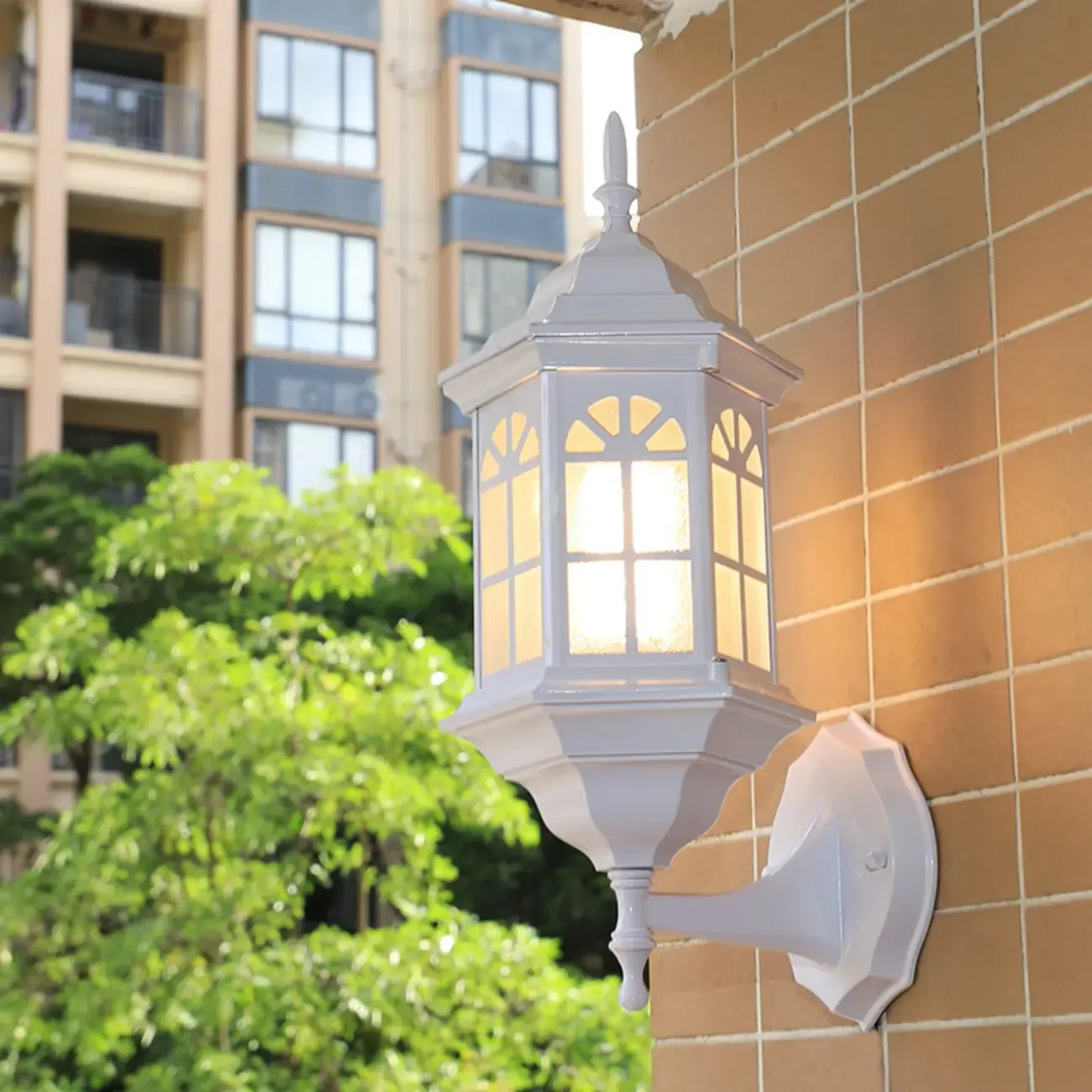 Modern Metal Lantern Glass Shade LED Outdoor Wall Light - HomeyFad