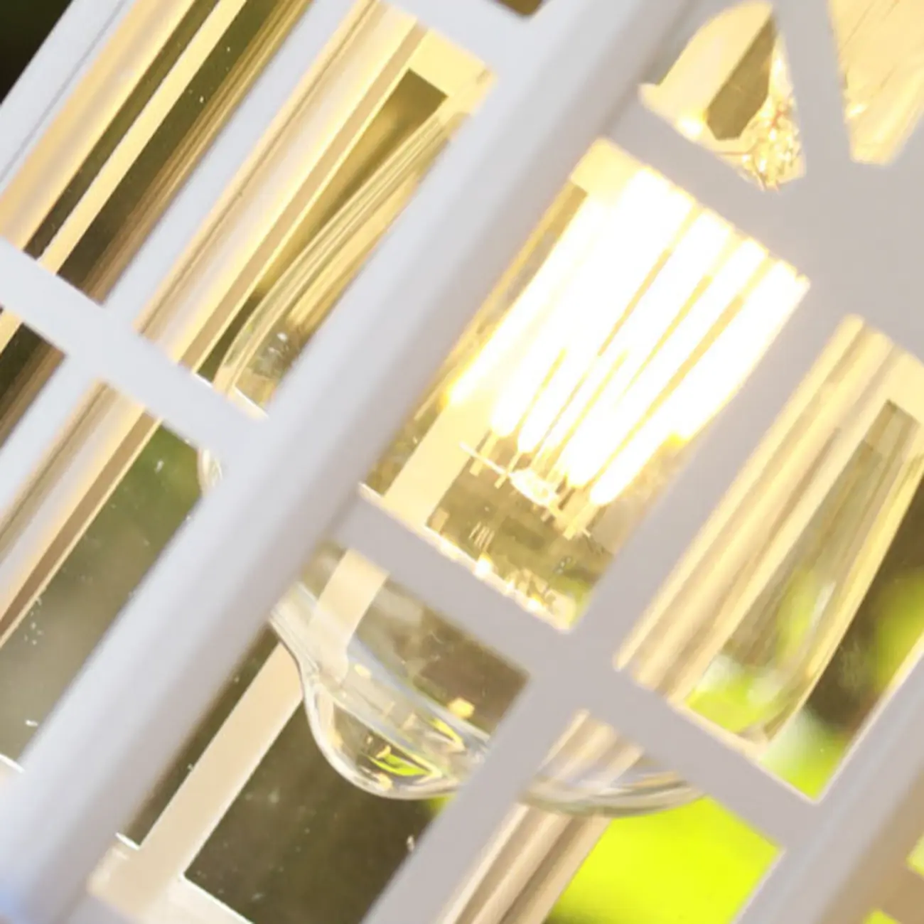 Modern Metal Lantern Glass Shade LED Outdoor Wall Light Image - 8 | homeyfad