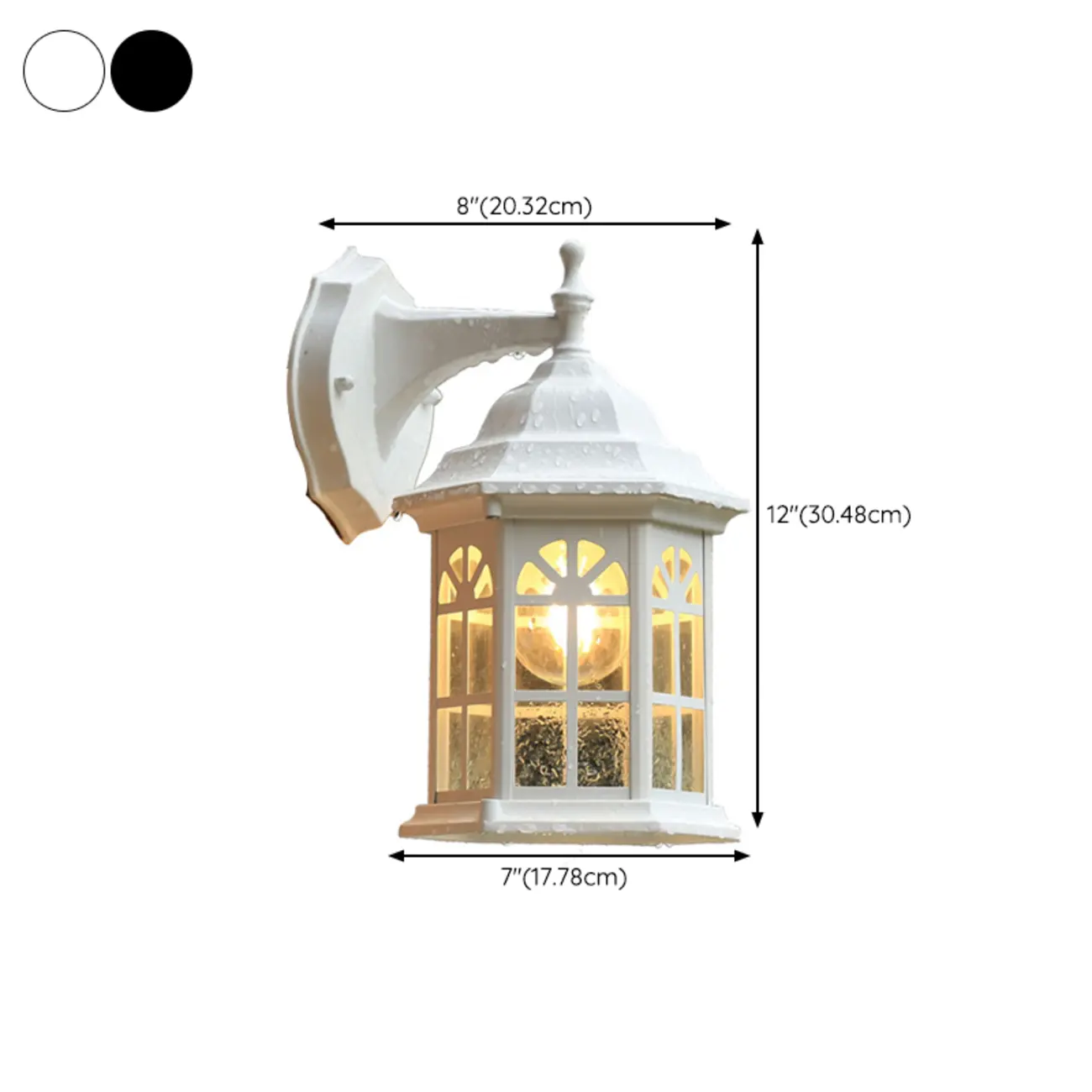 Modern Metal Lantern Glass Shade LED Outdoor Wall Light #size | homeyfad