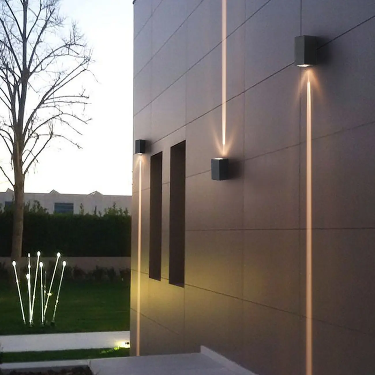 Outdoor 2 Lights Up & Down Clear Wall Sconce with Polymer Shade and Hardwired Power Source Image - 2 | homeyfad