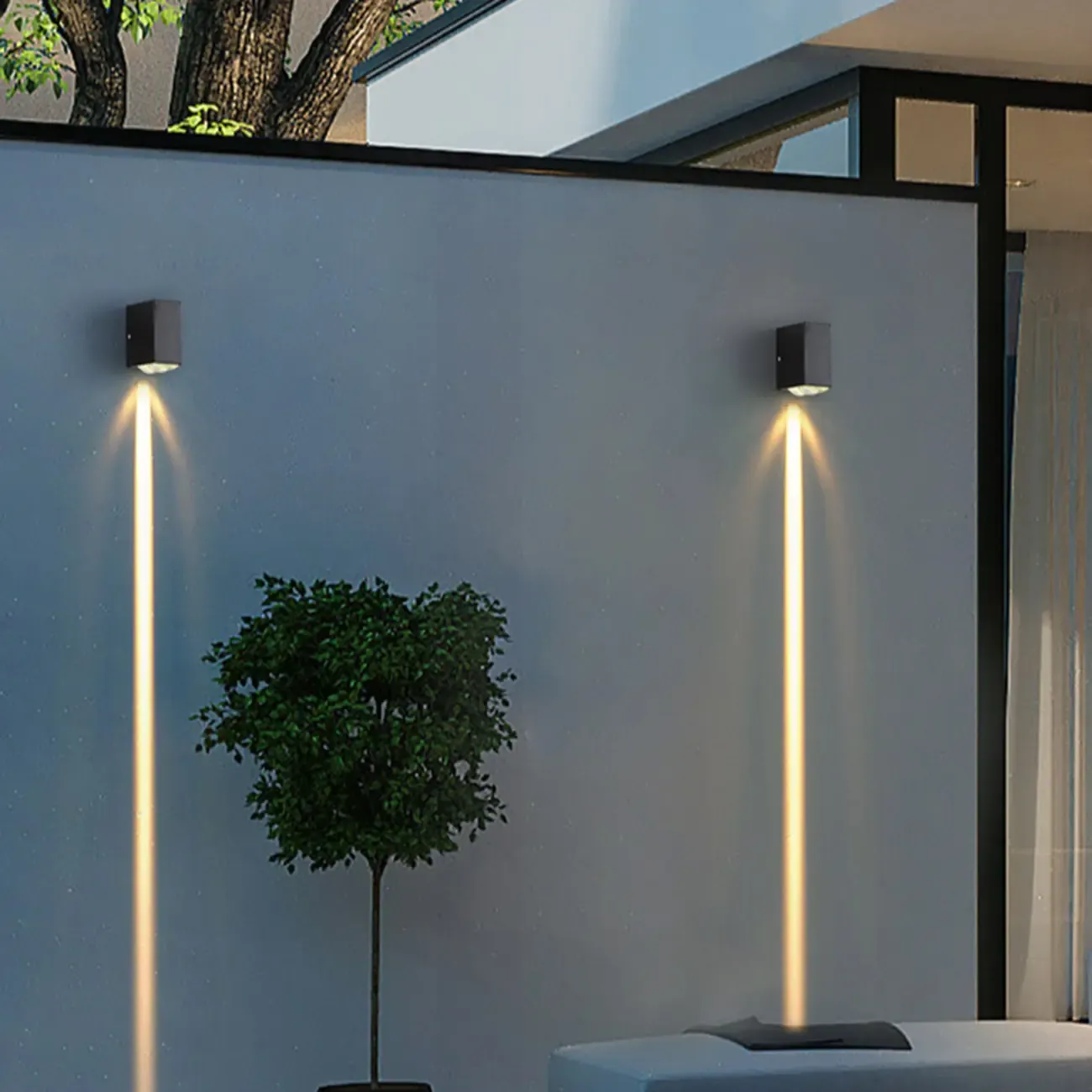 Outdoor 2 Lights Up & Down Clear Wall Sconce with Polymer Shade and Hardwired Power Source Image - 3