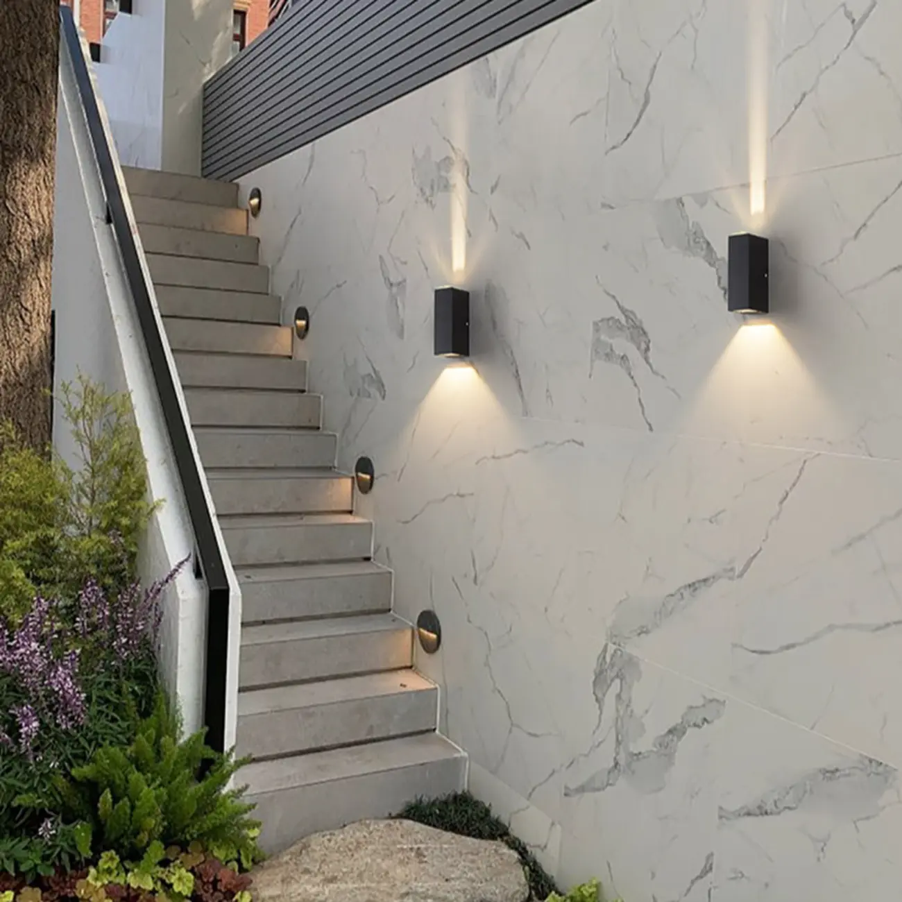 Outdoor 2 Lights Up & Down Clear Wall Sconce with Polymer Shade and Hardwired Power Source Image - 4 | homeyfad