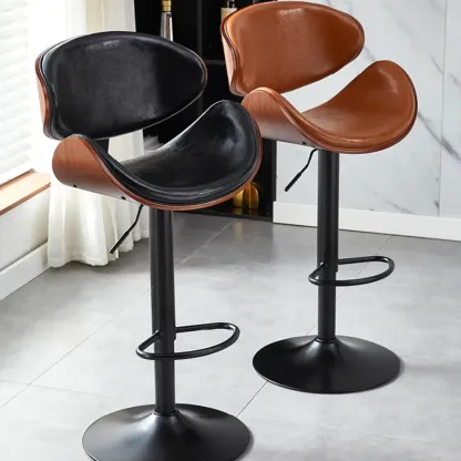 Bucket Adjustable Swivel Leather Bar Stools Image - 15