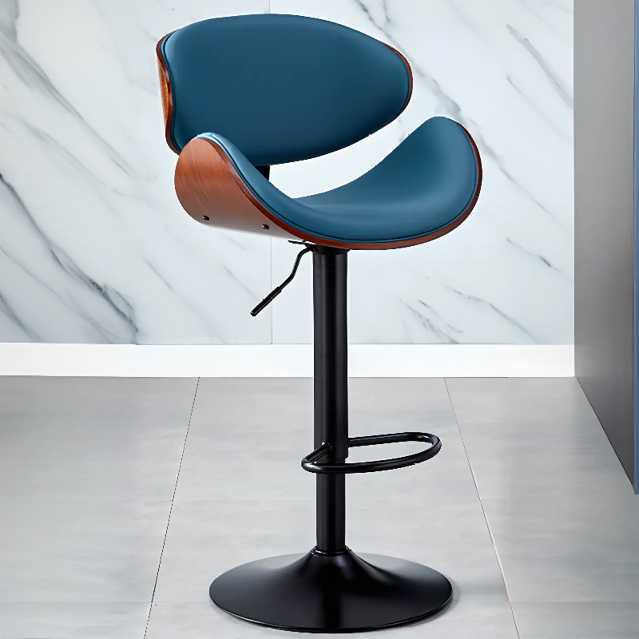 Bucket Adjustable Swivel Leather Bar Stools Image - 18 | homeyfad