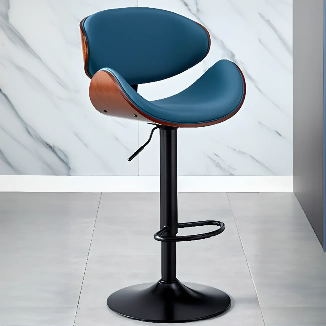 Bucket Adjustable Swivel Leather Bar Stools Image - 18