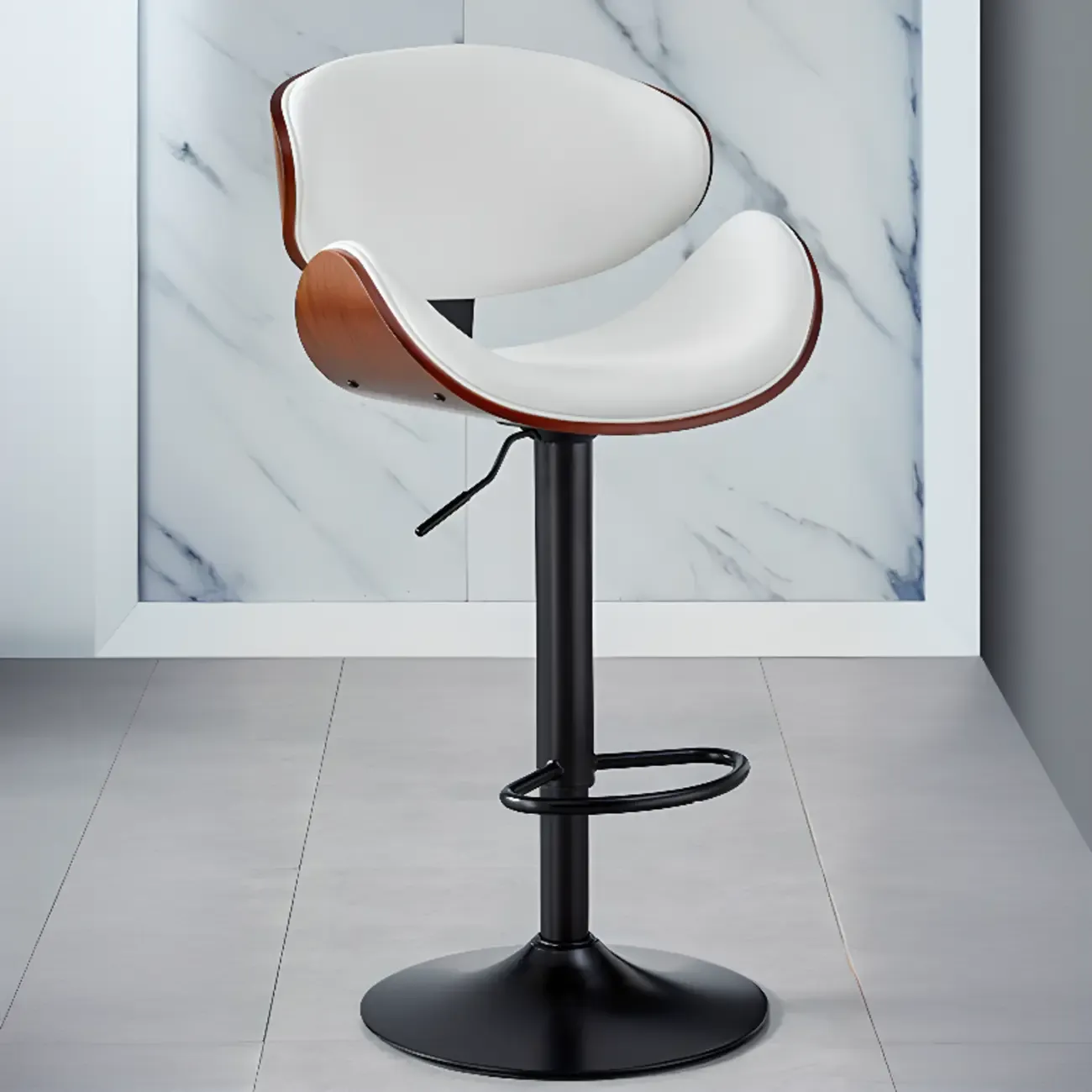 Bucket Adjustable Swivel Leather Bar Stools Image - 19