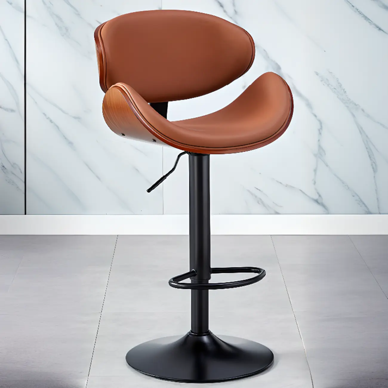Bucket Adjustable Swivel Leather Bar Stools Image - 20 | homeyfad