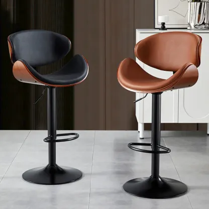 Bucket Adjustable Swivel Leather Bar Stools Image - 16