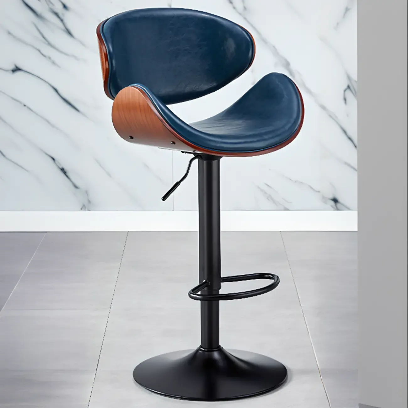 Bucket Adjustable Swivel Leather Bar Stools Image - 23