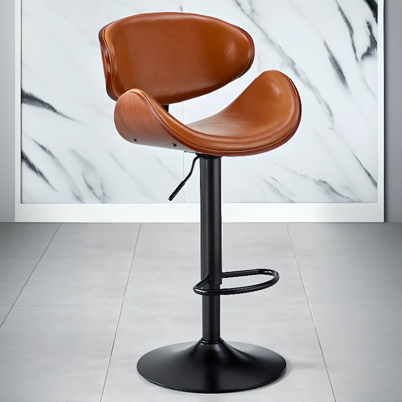 Bucket Adjustable Swivel Leather Bar Stools Image - 25 | homeyfad