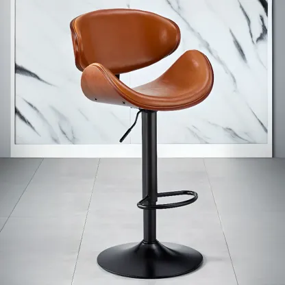 Bucket Adjustable Swivel Leather Bar Stools Image - 25