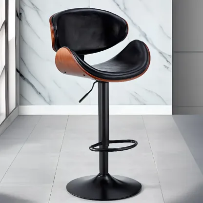 Bucket Adjustable Swivel Leather Bar Stools Image - 26