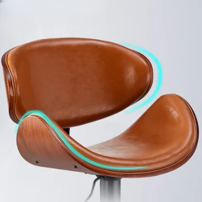 Bucket Adjustable Swivel Leather Bar Stools Image - 6