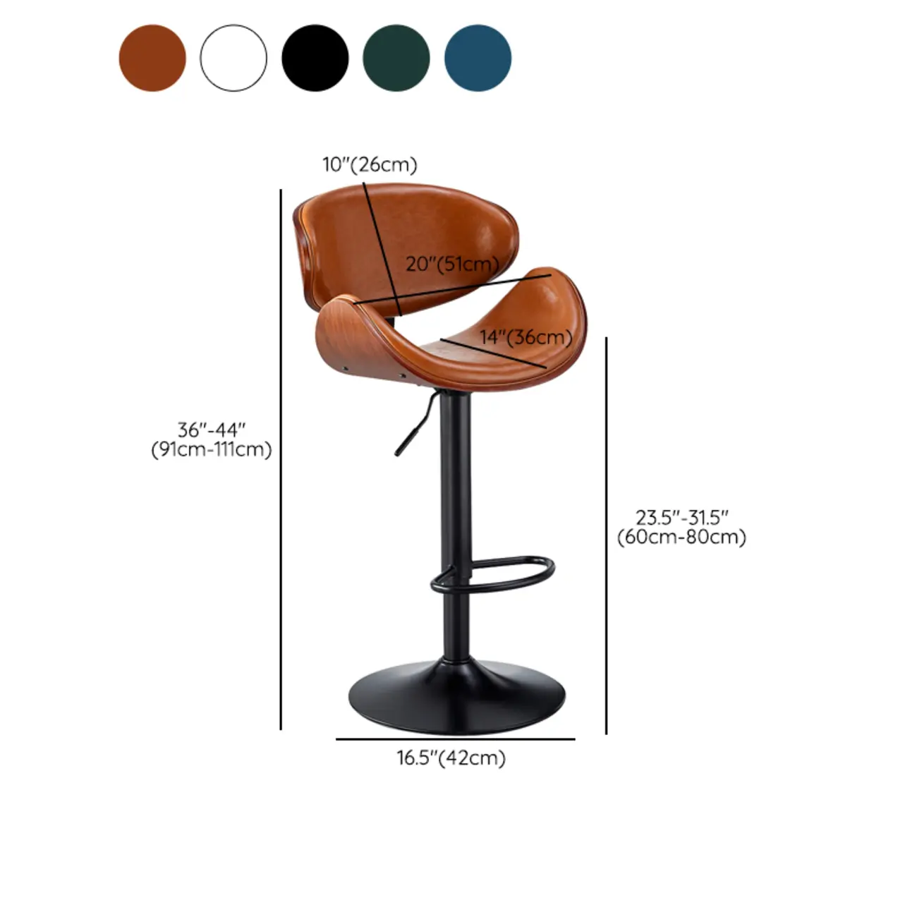 Bucket Adjustable Swivel Leather Bar Stools #size | homeyfad