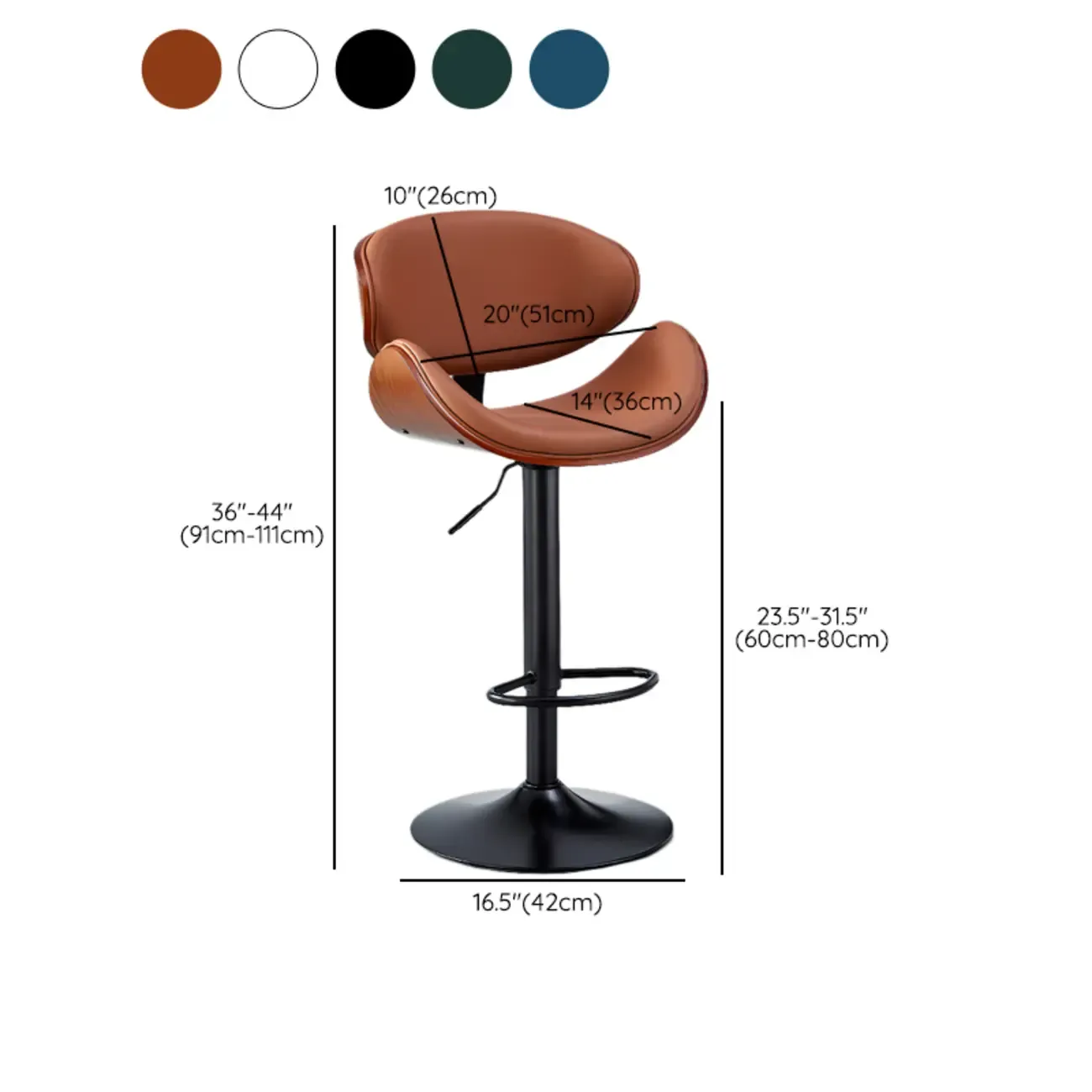 Bucket Adjustable Swivel Leather Bar Stools Image - 12