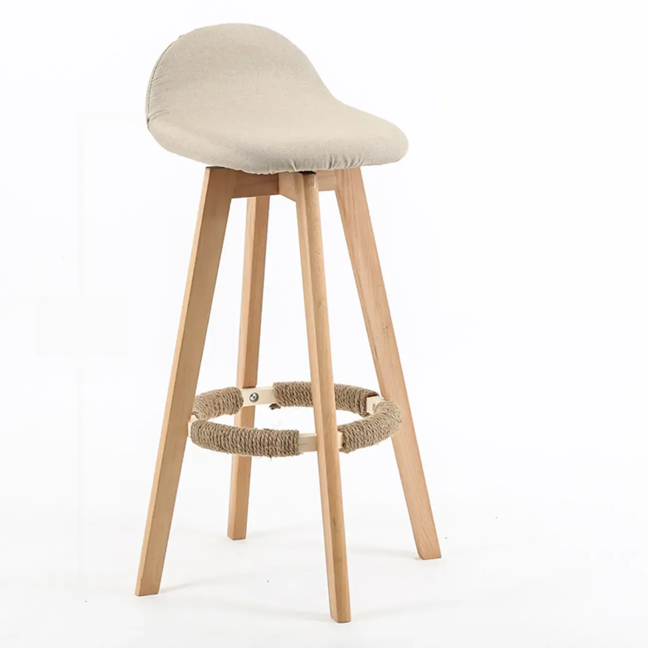 Scandinavian Wood Plush Seat Comfy Design Bar Stool