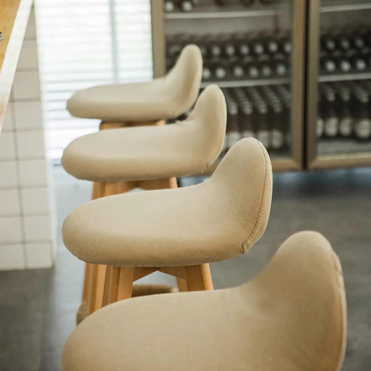 Scandinavian Wood Plush Seat Comfy Design Bar Stool | homeyfad