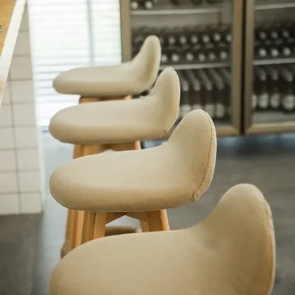 Scandinavian Wood Plush Seat Comfy Design Bar Stool