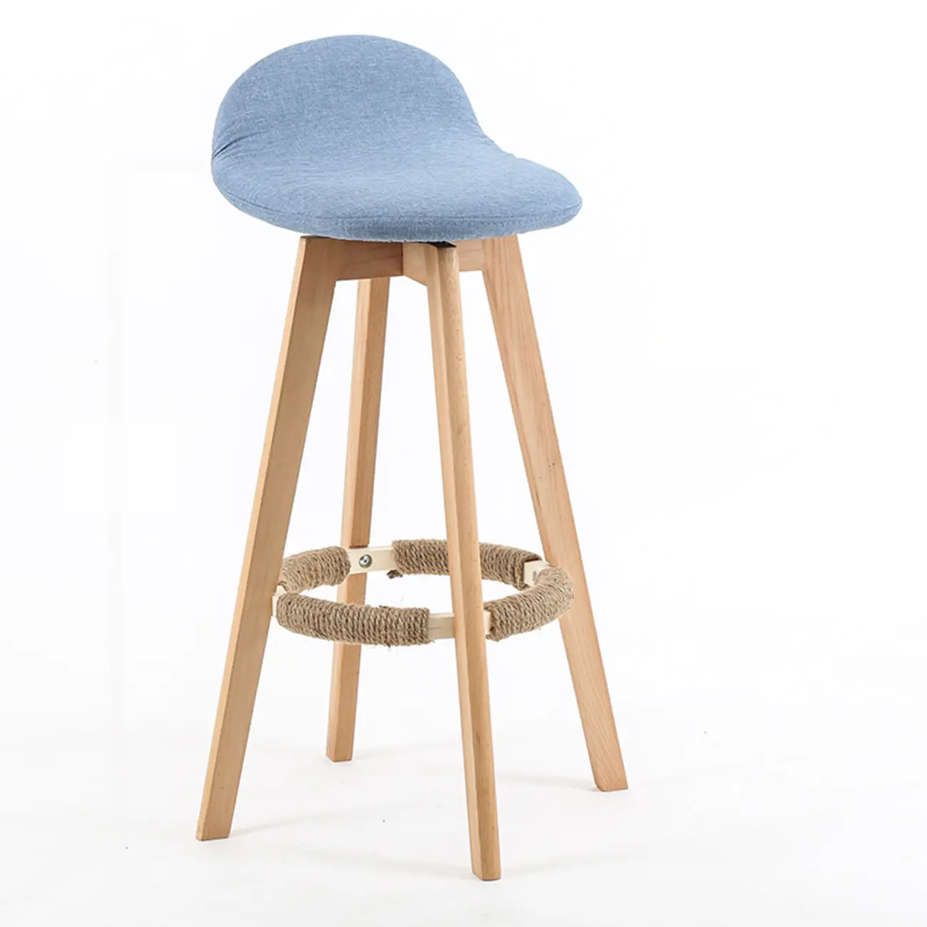 Scandinavian Wood Plush Seat Comfy Design Bar Stool | homeyfad