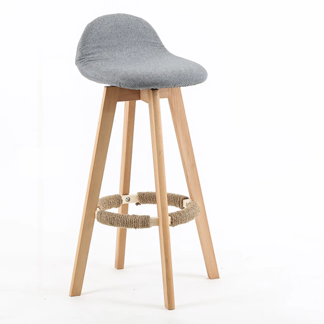 Scandinavian Wood Plush Seat Comfy Design Bar Stool | homeyfad