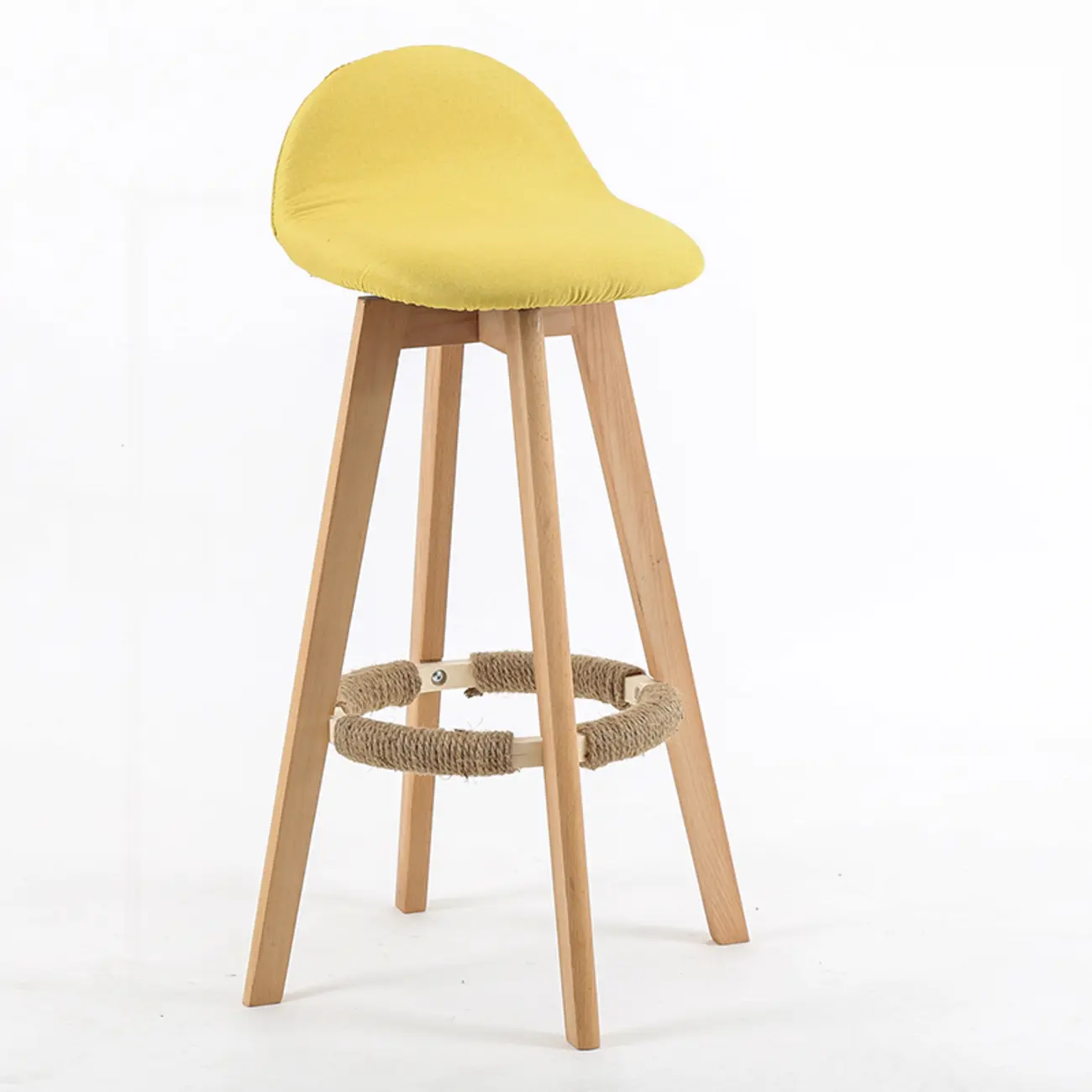 Scandinavian Wood Plush Seat Comfy Design Bar Stool | homeyfad