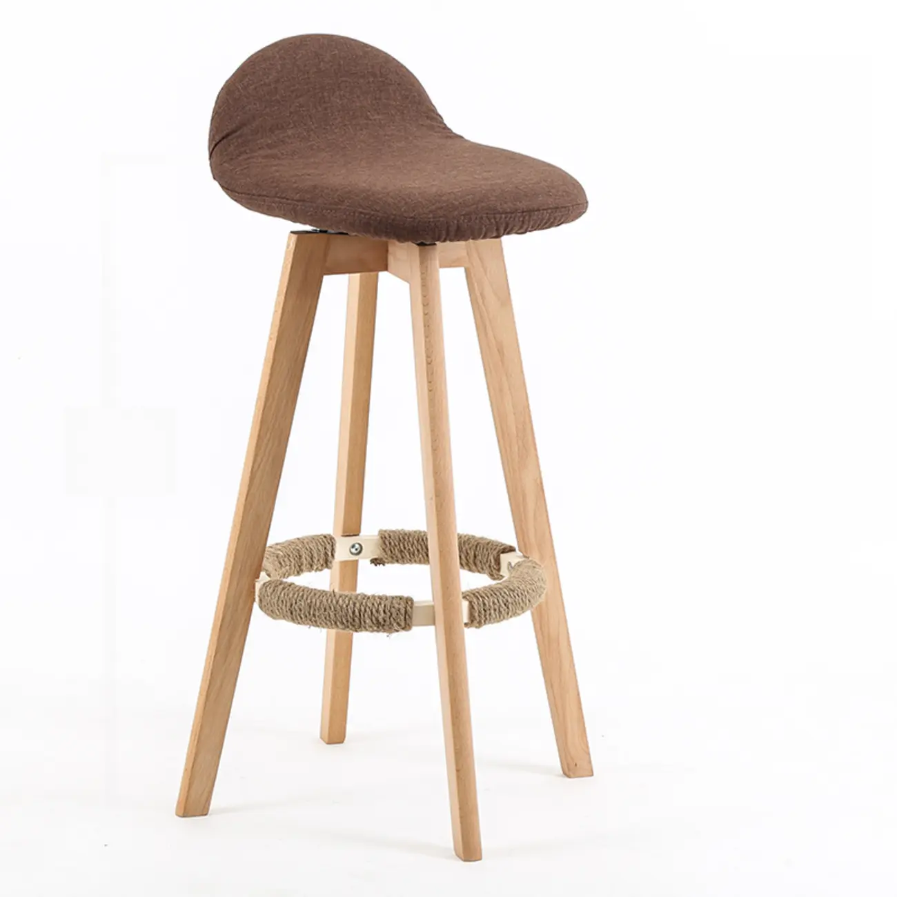 Scandinavian Wood Plush Seat Comfy Design Bar Stool | homeyfad