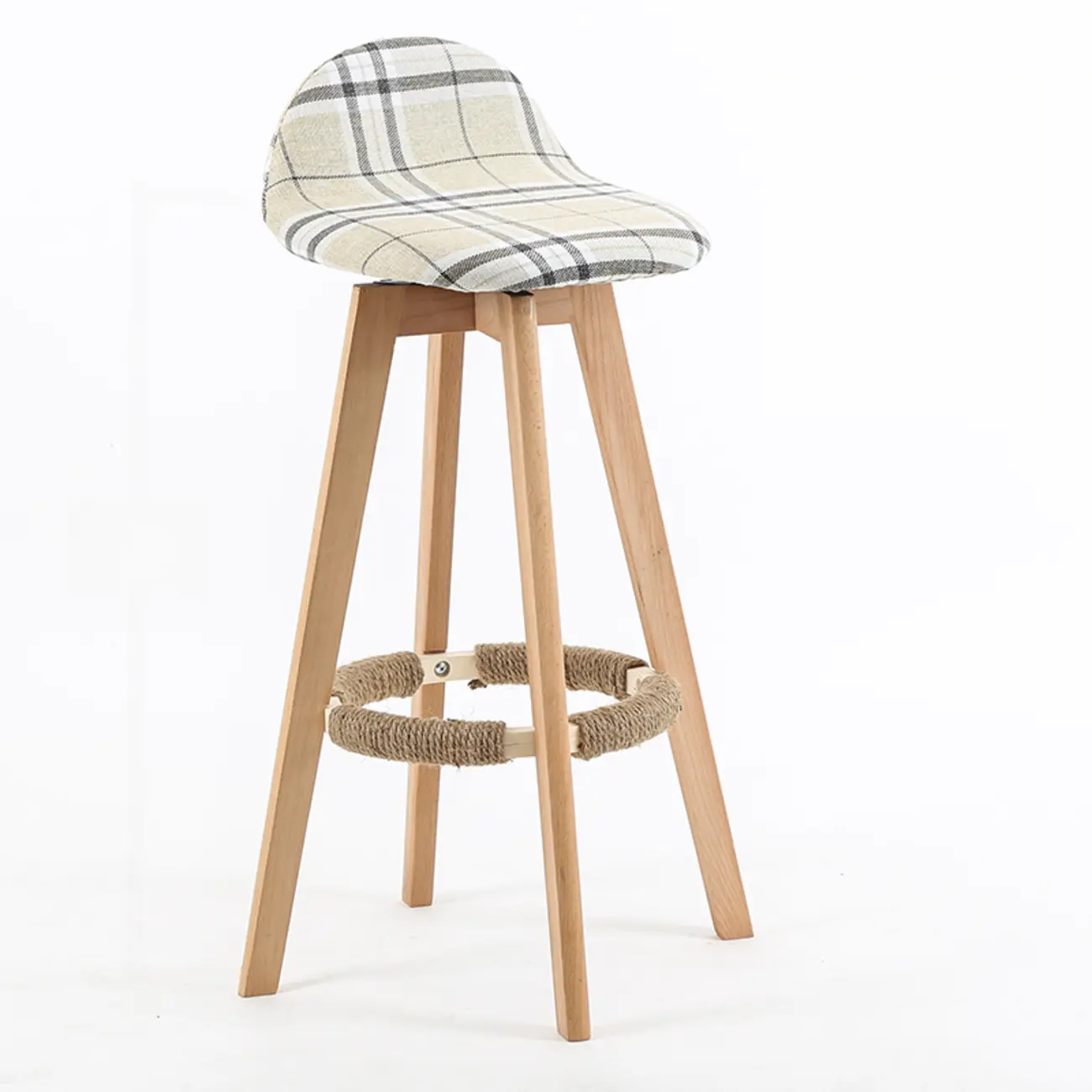 Scandinavian Wood Plush Seat Comfy Design Bar Stool | homeyfad