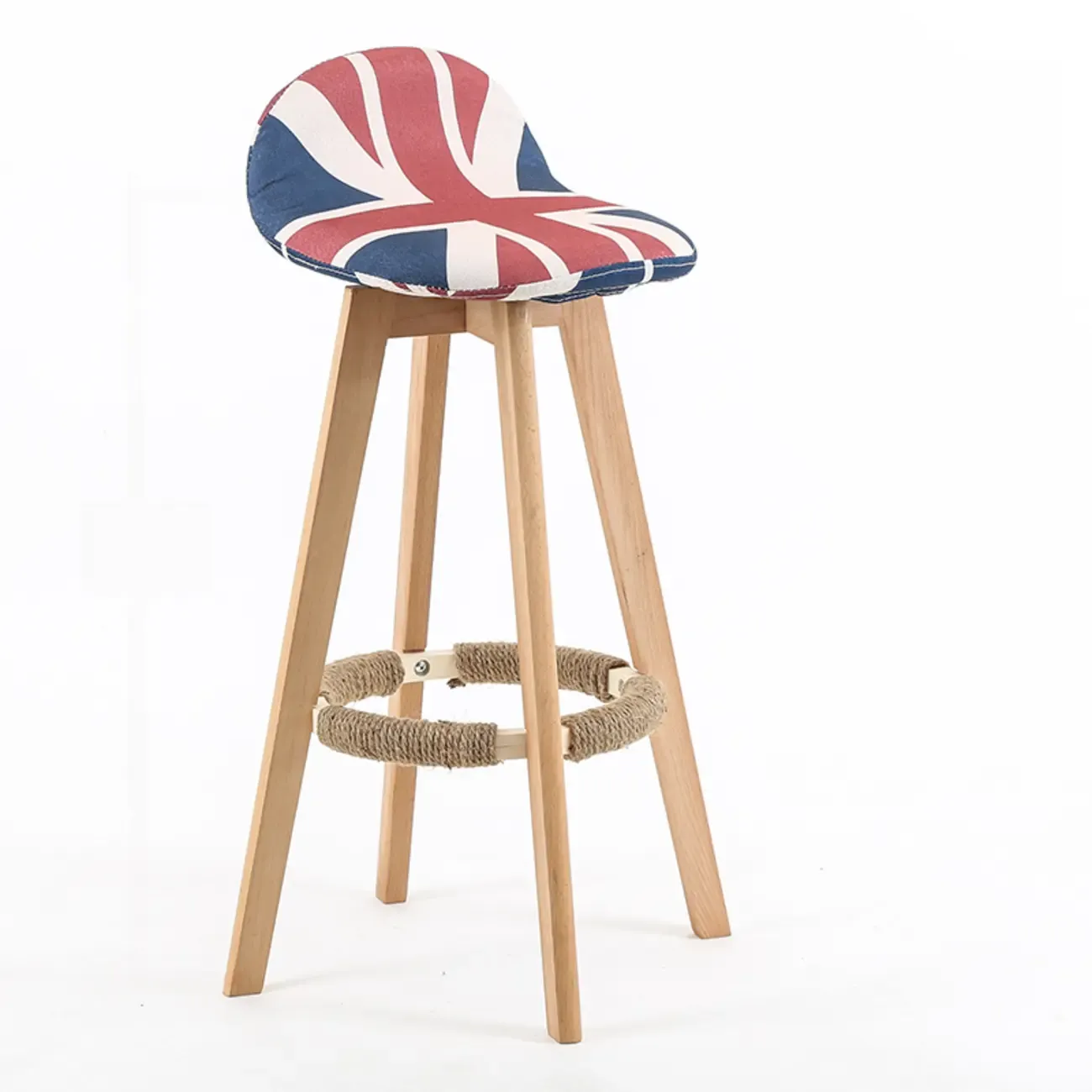 Scandinavian Wood Plush Seat Comfy Design Bar Stool