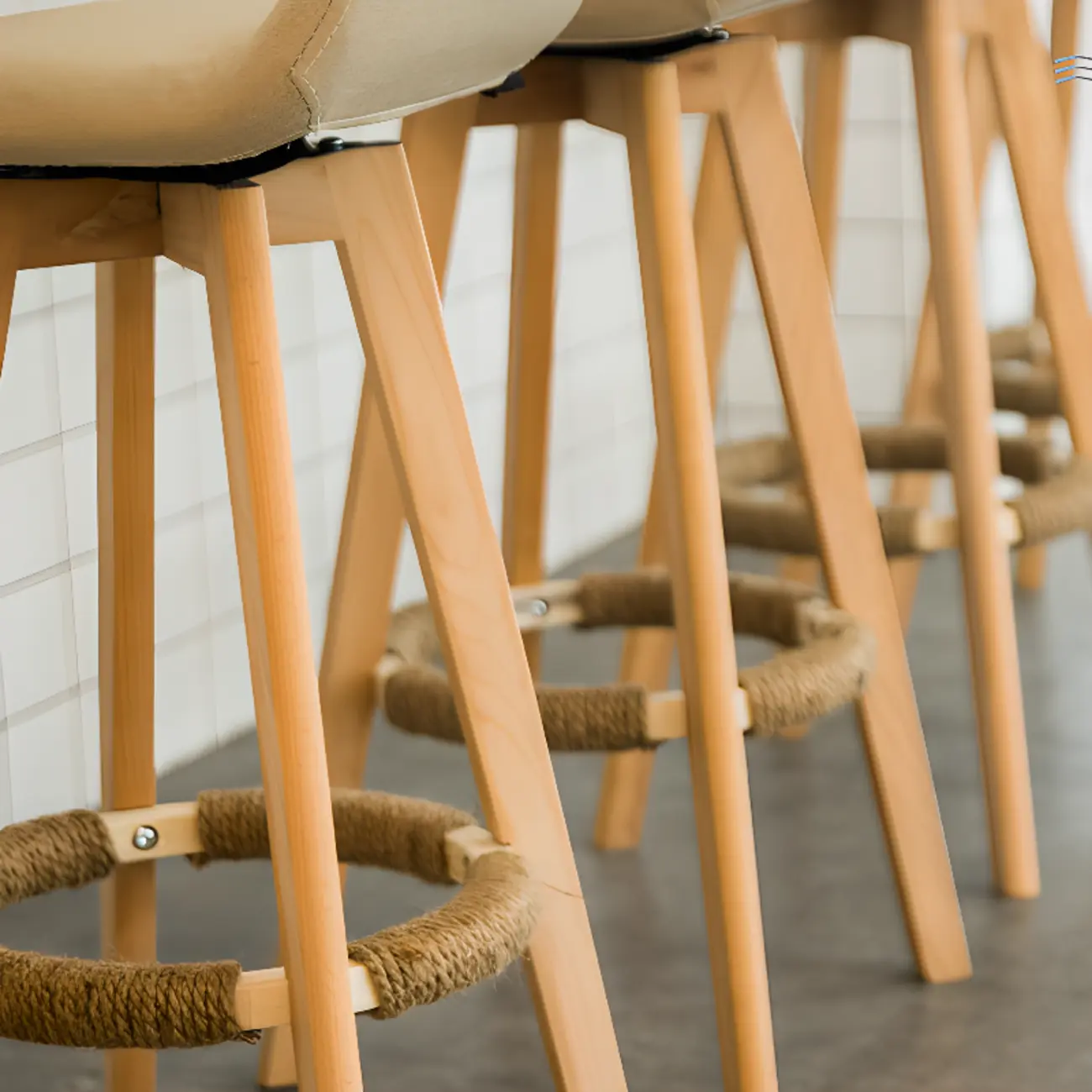 Scandinavian Wood Plush Seat Comfy Design Bar Stool | homeyfad