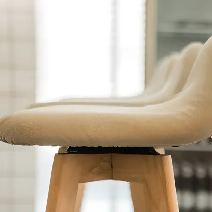 Scandinavian Wood Plush Seat Comfy Design Bar Stool