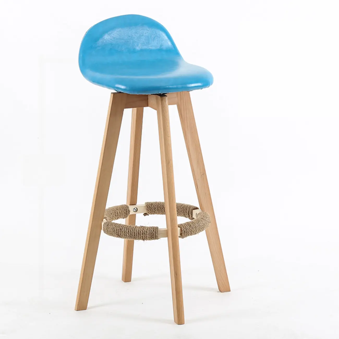 Scandinavian Wood Plush Seat Comfy Design Bar Stool | homeyfad