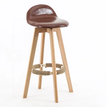 Scandinavian Wood Plush Seat Comfy Design Bar Stool