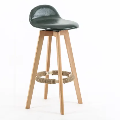Scandinavian Wood Plush Seat Comfy Design Bar Stool