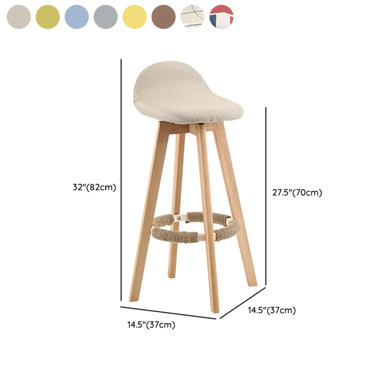 Scandinavian Wood Plush Seat Comfy Design Bar Stool | homeyfad
