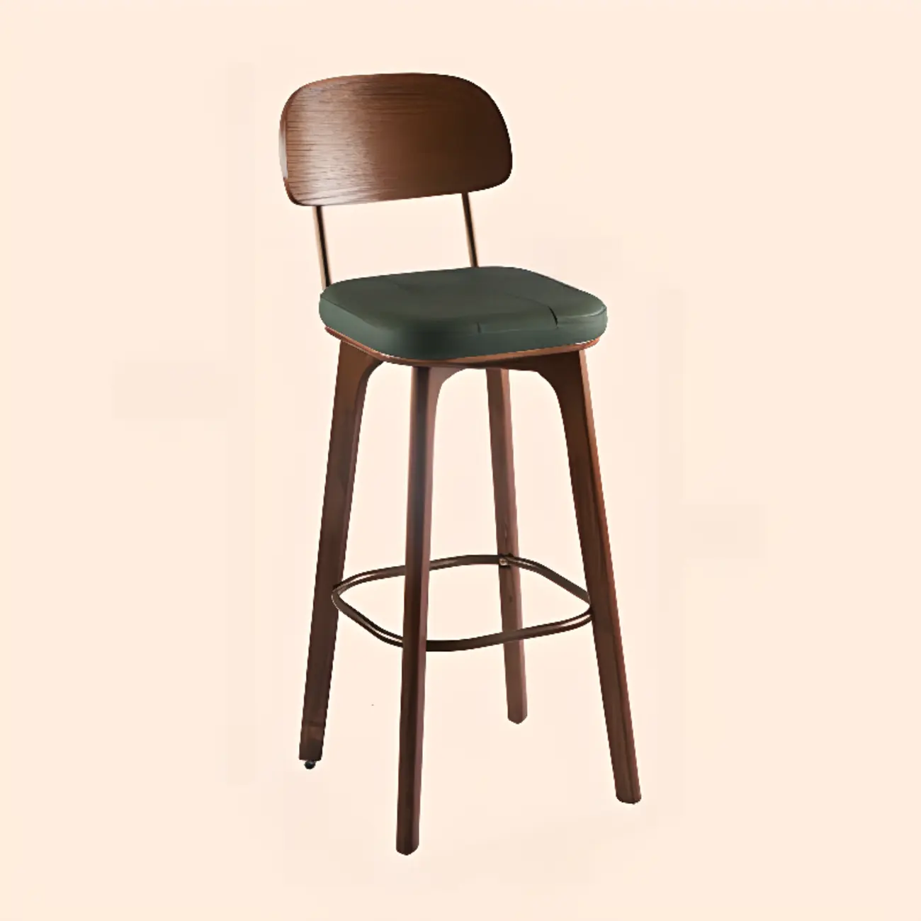 Brown Modern Wood Open Back Leather Bar Stools Image - 7 | homeyfad