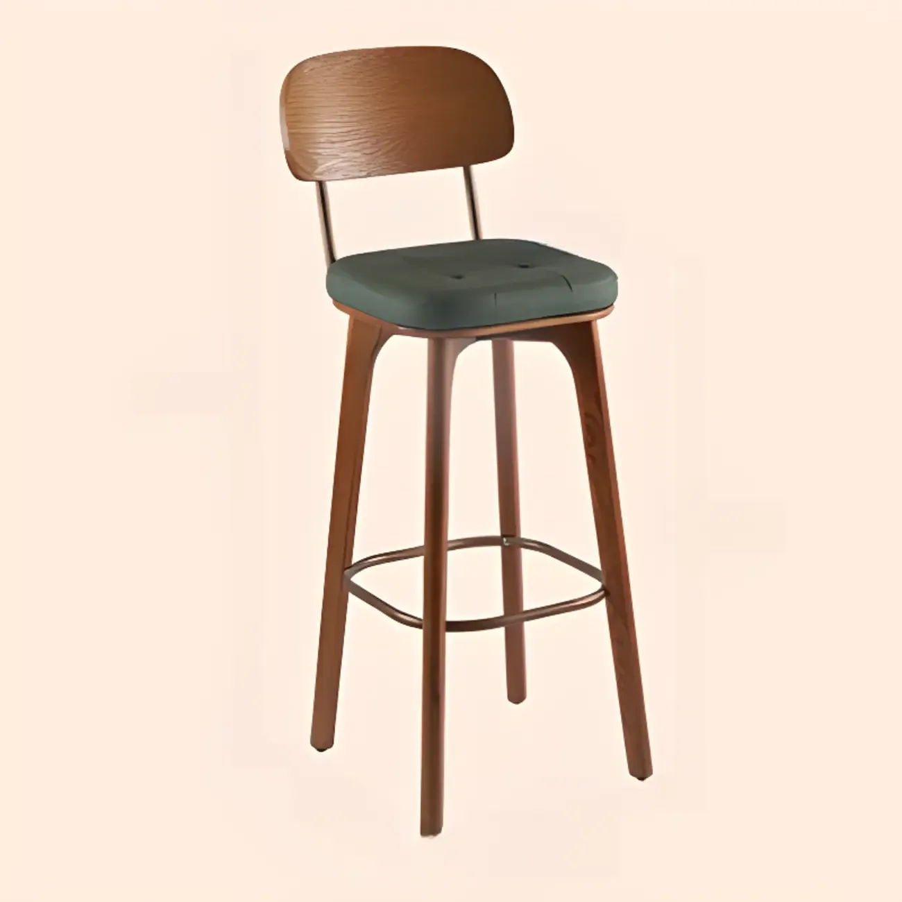 Brown Modern Wood Open Back Leather Bar Stools Image - 8