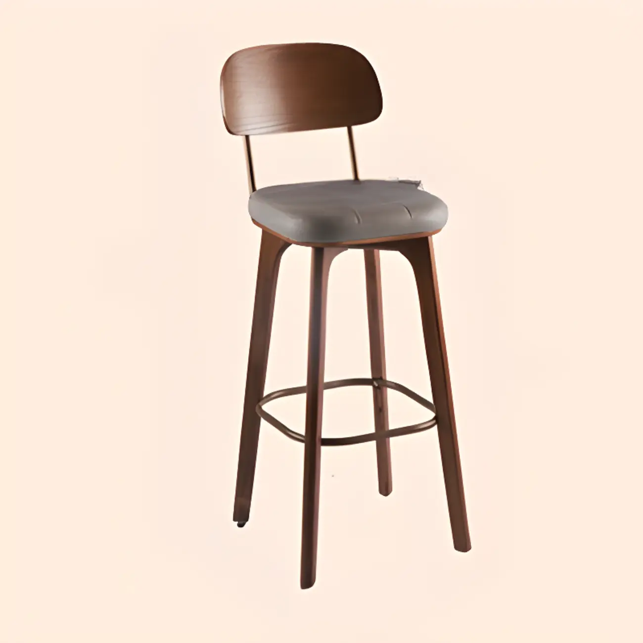 Brown Modern Wood Open Back Leather Bar Stools Image - 10 | homeyfad