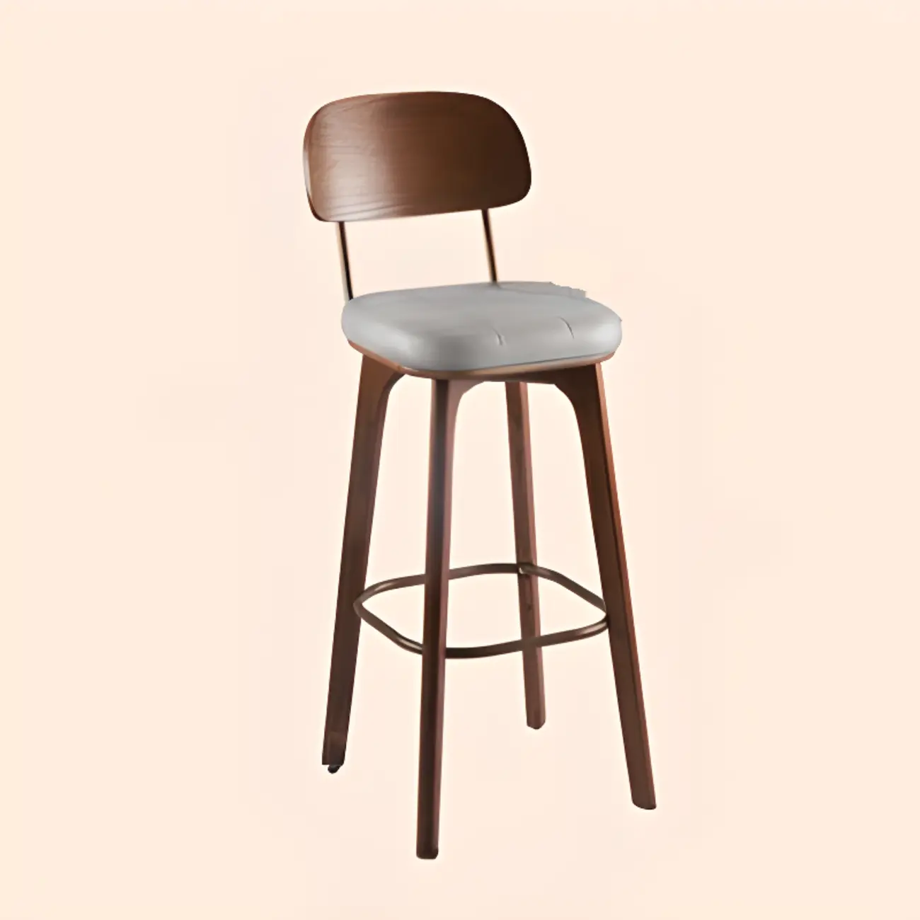 Brown Modern Wood Open Back Leather Bar Stools Image - 13 | homeyfad