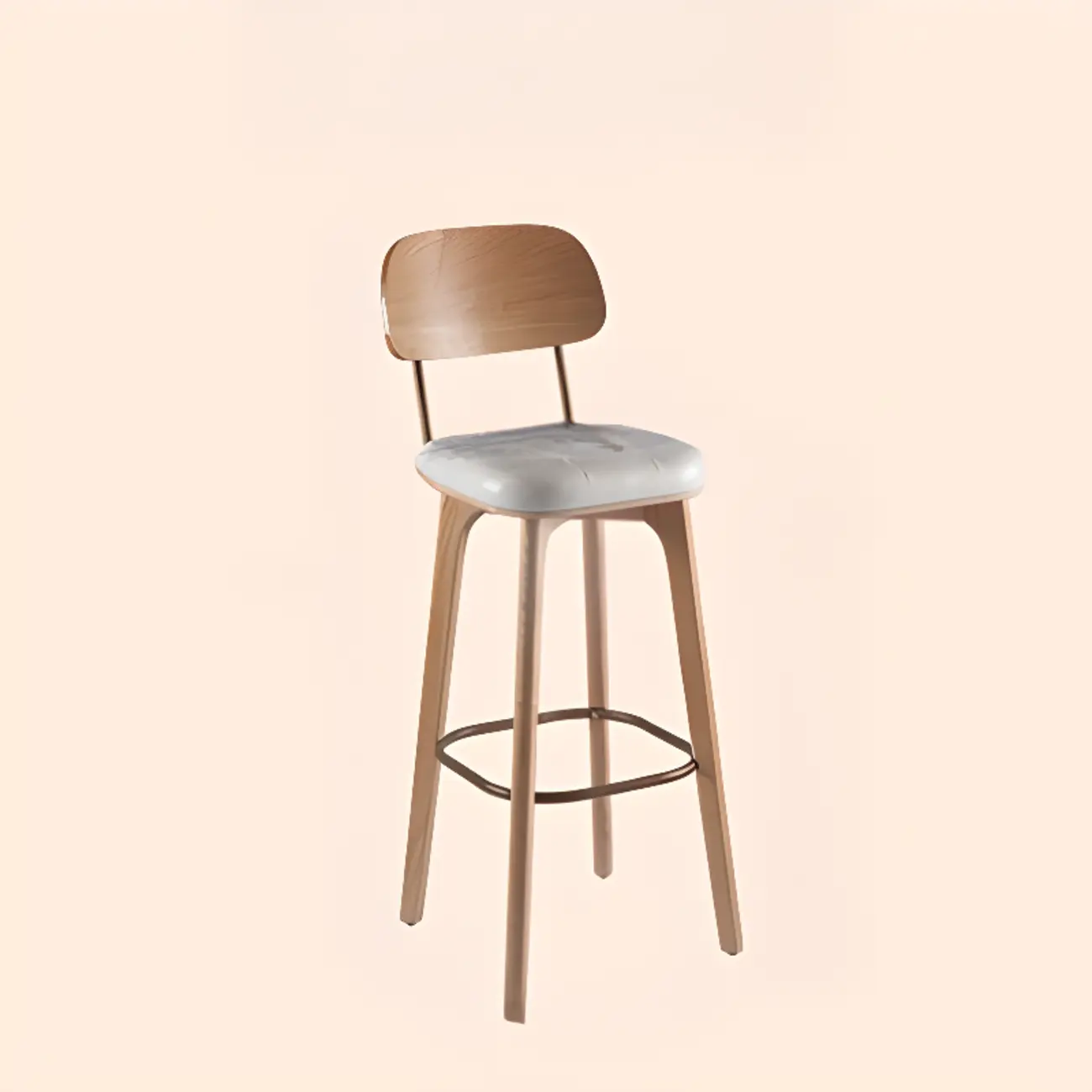 Brown Modern Wood Open Back Leather Bar Stools Image - 15 | homeyfad